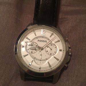 Men’s Black Leather Fossil Watch